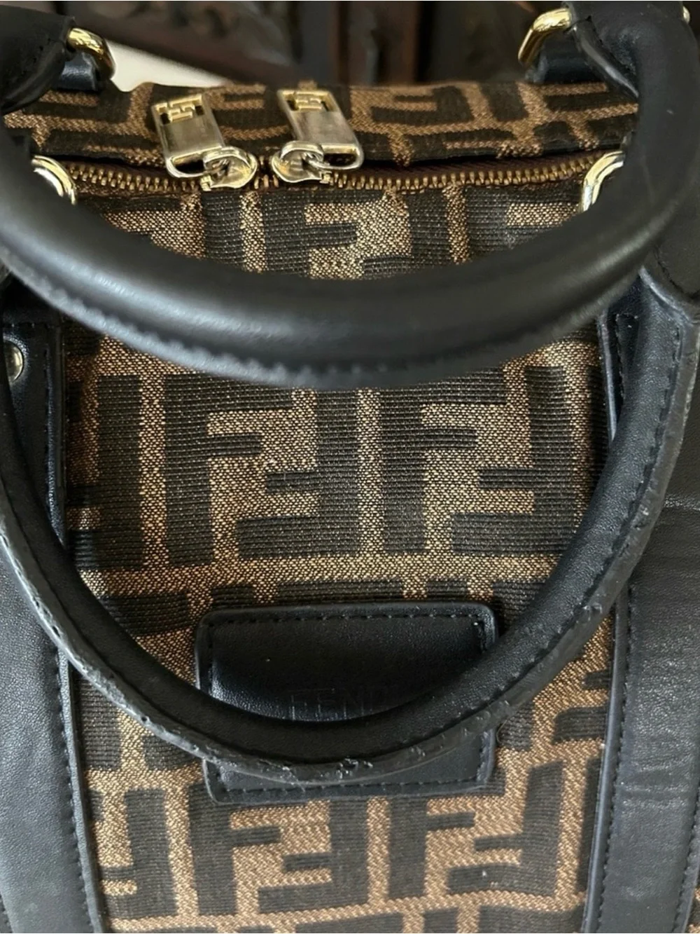 Fendi Brown Monogram Canvas Duffel with Black Trim